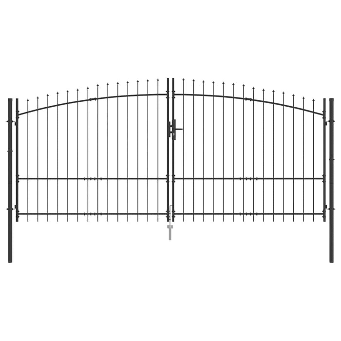 Cancello da giardino con blocco Grigio 175 x 400 cm Acciaio 42008858