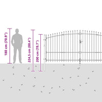 Cancello da giardino con blocco Grigio 175 x 400 cm Acciaio 42008858