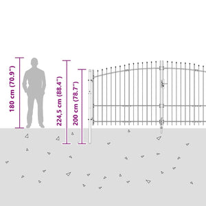 Cancello da giardino con blocco Grigio 175 x 400 cm Acciaio 42008858