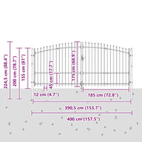 Cancello da giardino con blocco Grigio 175 x 400 cm Acciaio 42008858