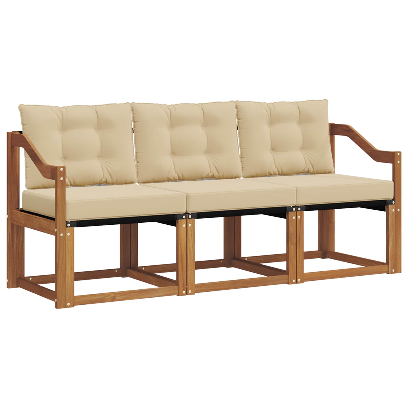 Set di divani da esterno con cuscino 3 pcs Naturale e Beige 3368364