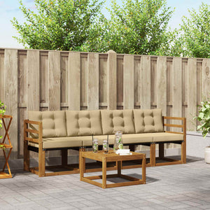 Set di divani da esterno con cuscino 5 pcs Naturale e Beige 3368368