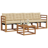 Set di divani da esterno con cuscino 5 pcs Naturale e Beige 3368368