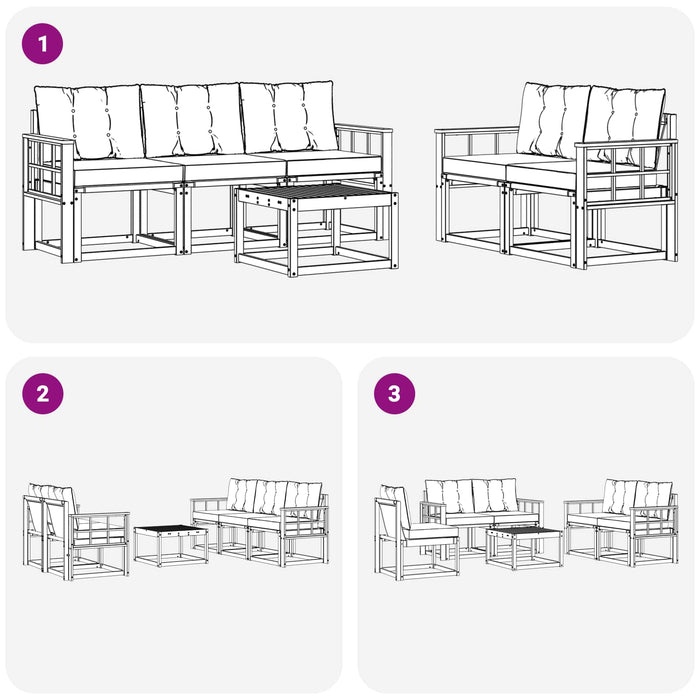 Set di divani da esterno con cuscino 6 pcs Naturale e Beige 3368408