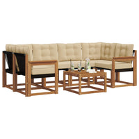 Set di divani da esterno con cuscino 7 pcs Naturale e Beige 3368444