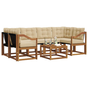 Set di divani da esterno con cuscino 7 pcs Naturale e Beige 3368460