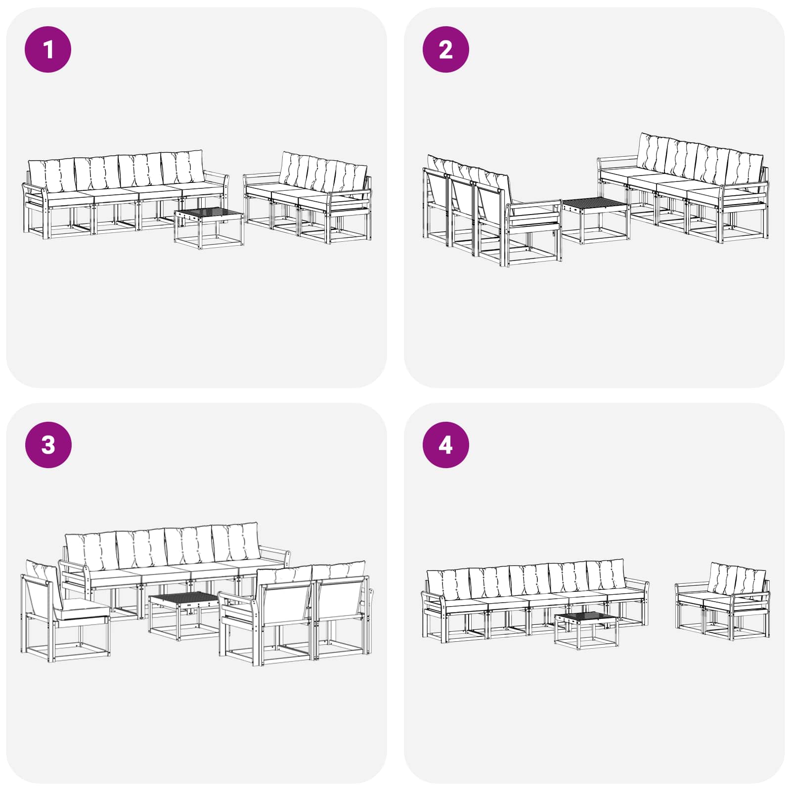 Set di divani da esterno 8 pcs Grigio Naturale e Chiaro 3368474