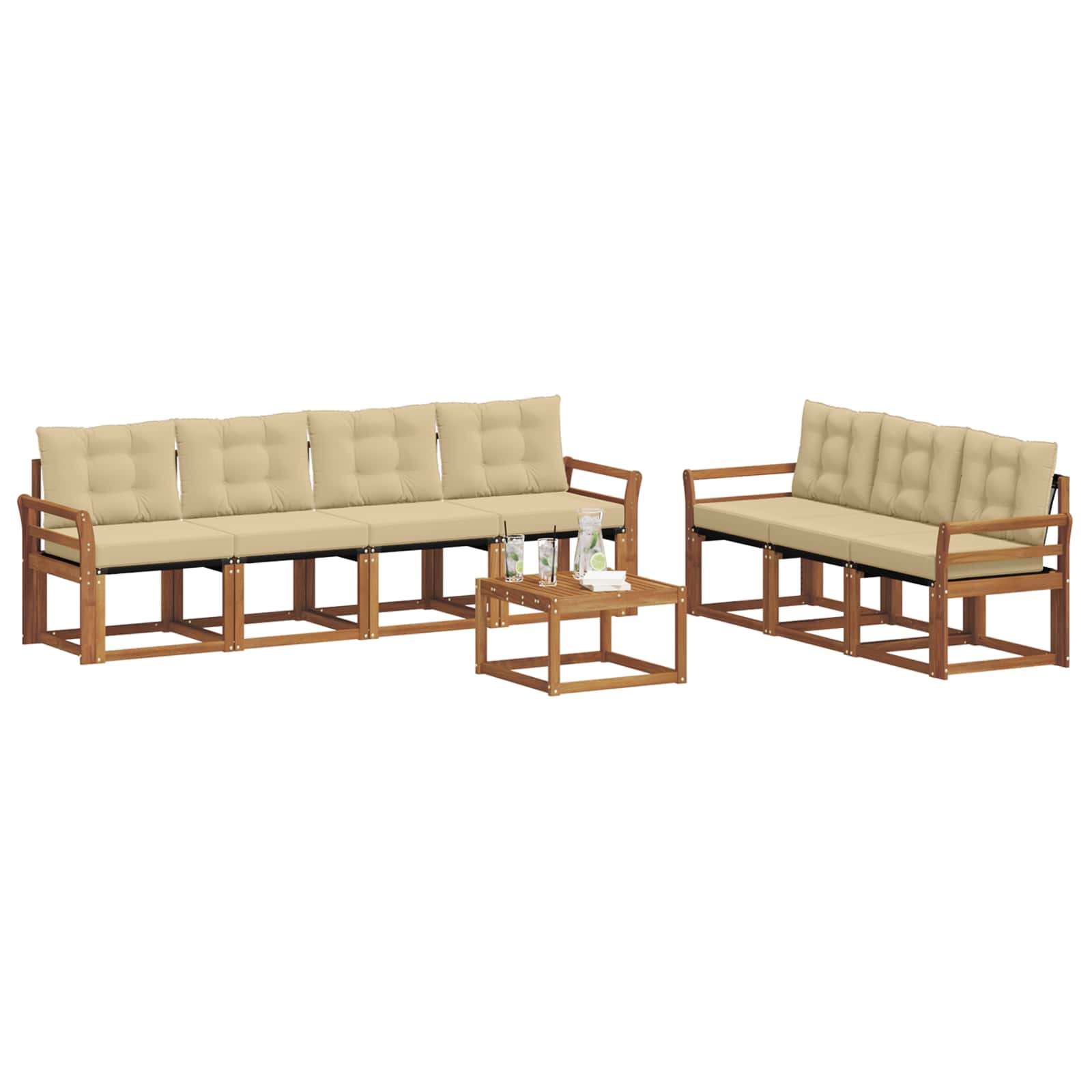 Set di divani con cuscino 8 pcs Naturale e Beige 3368476