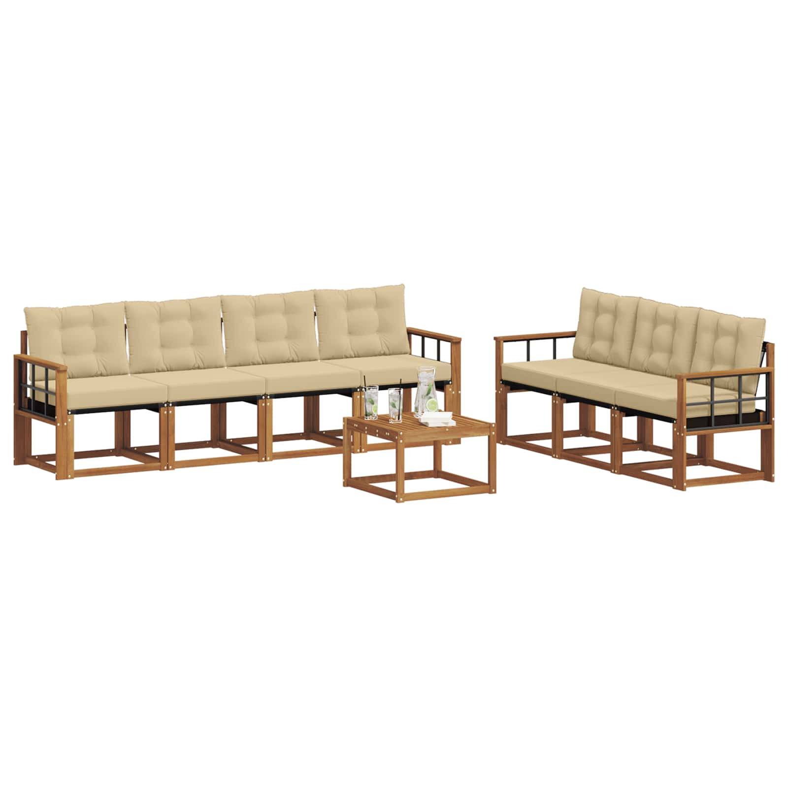 Set di divani con cuscino 8 pcs Naturale e Beige 3368480