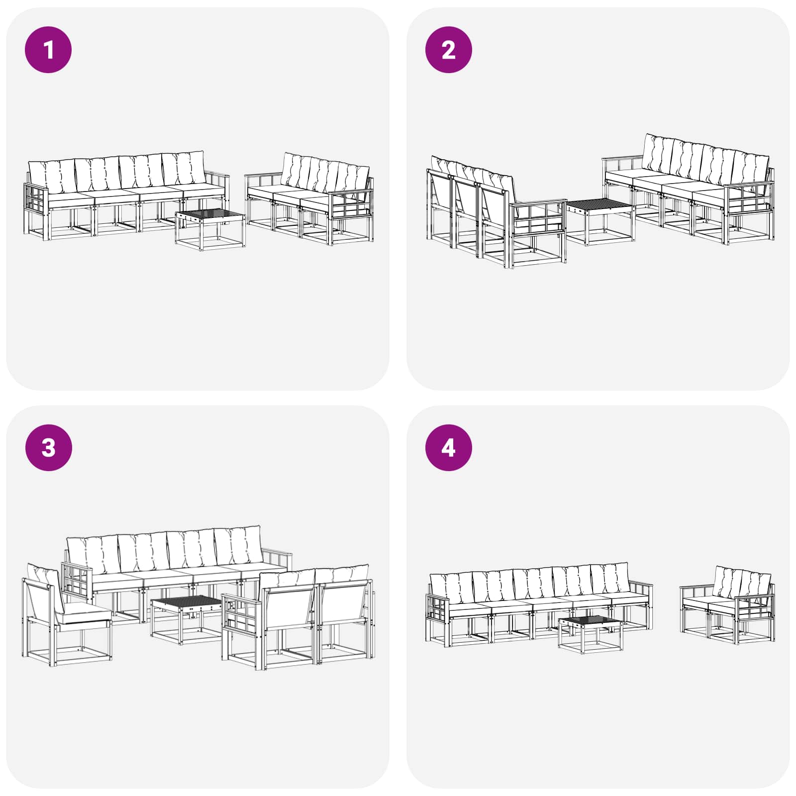 Set di divani con cuscino 8 pcs Naturale e Beige 3368480