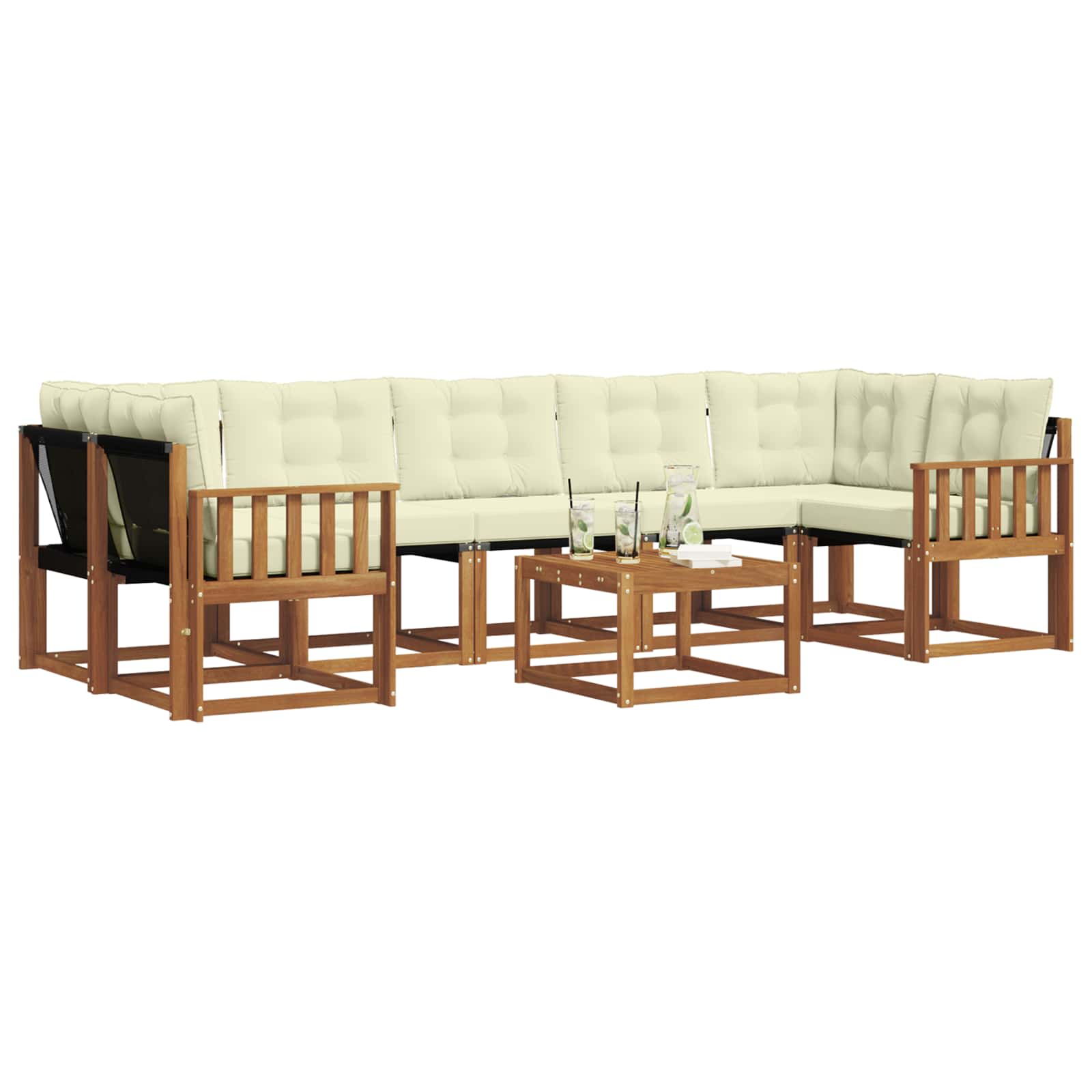 Set di divani da esterno con cuscino 8 pcs Naturale e Crema 3368493