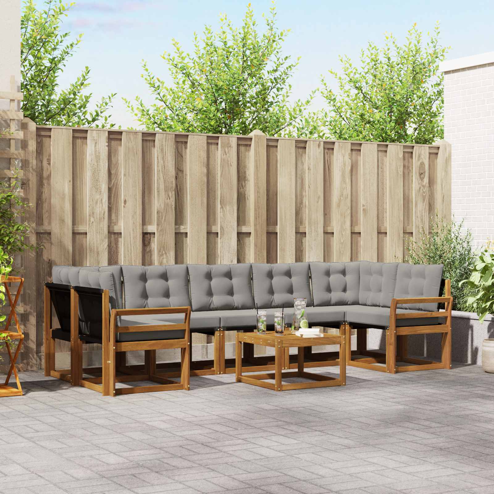 Set di divani da esterno 8 pcs Grigio Naturale e Chiaro 3368498