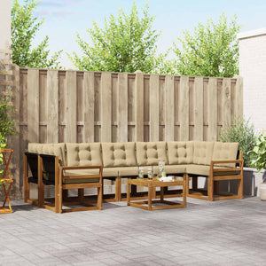 Set di divani da esterno con cuscino 8 pcs Naturale e Beige 3368500
