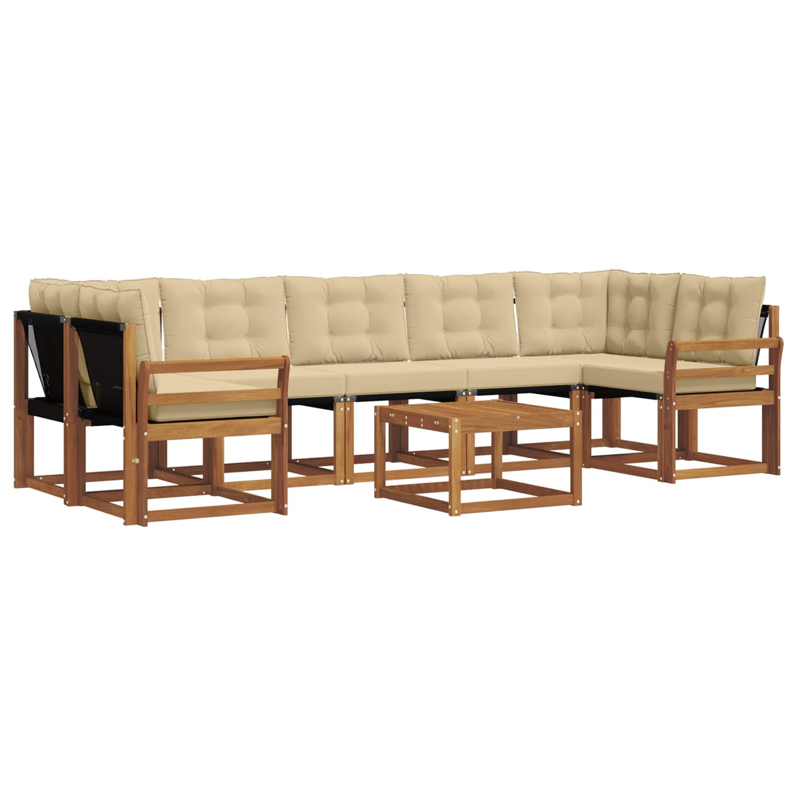 Set di divani da esterno con cuscino 8 pcs Naturale e Beige 3368500