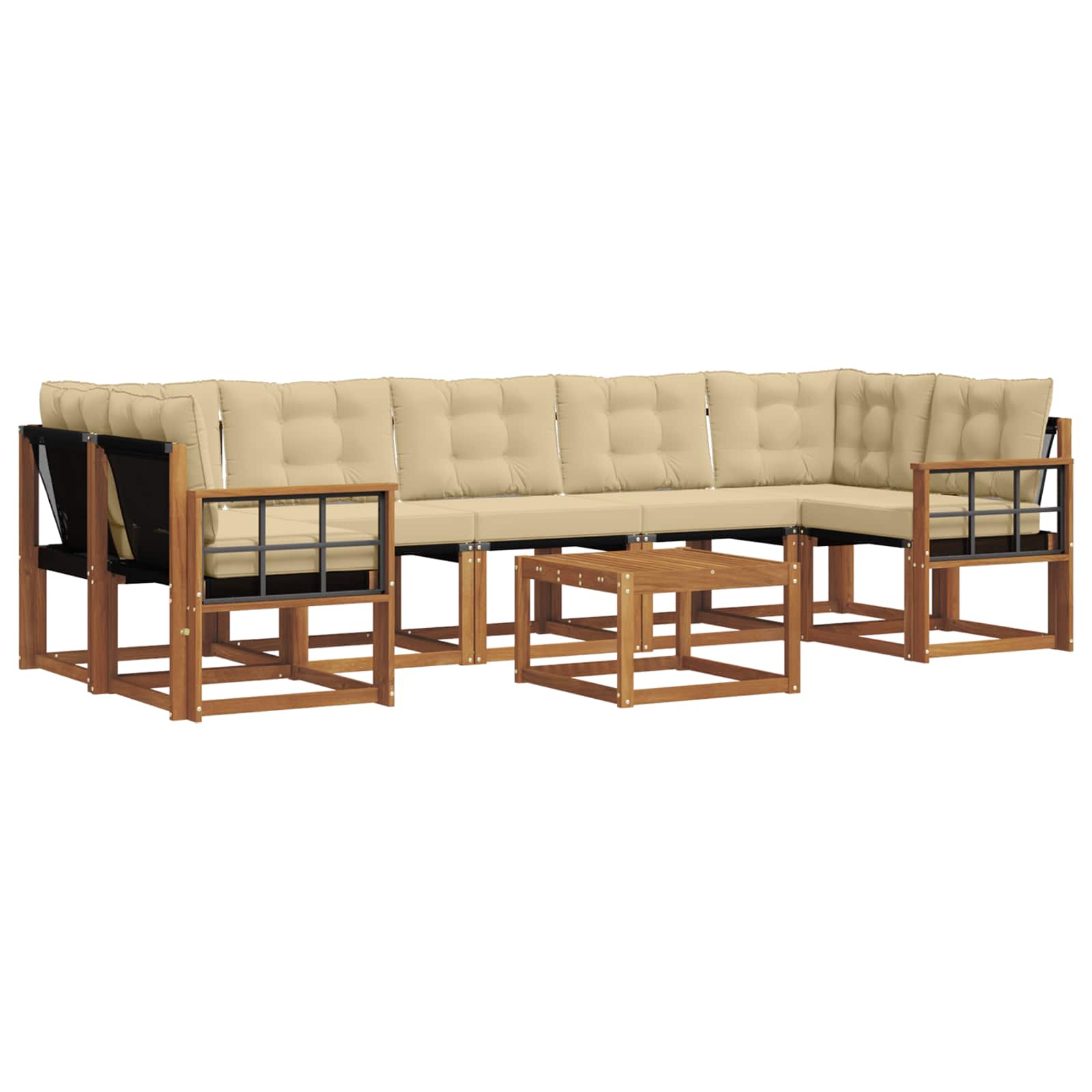 Set di divani da esterno con cuscino 8 pcs Naturale e Beige 3368504