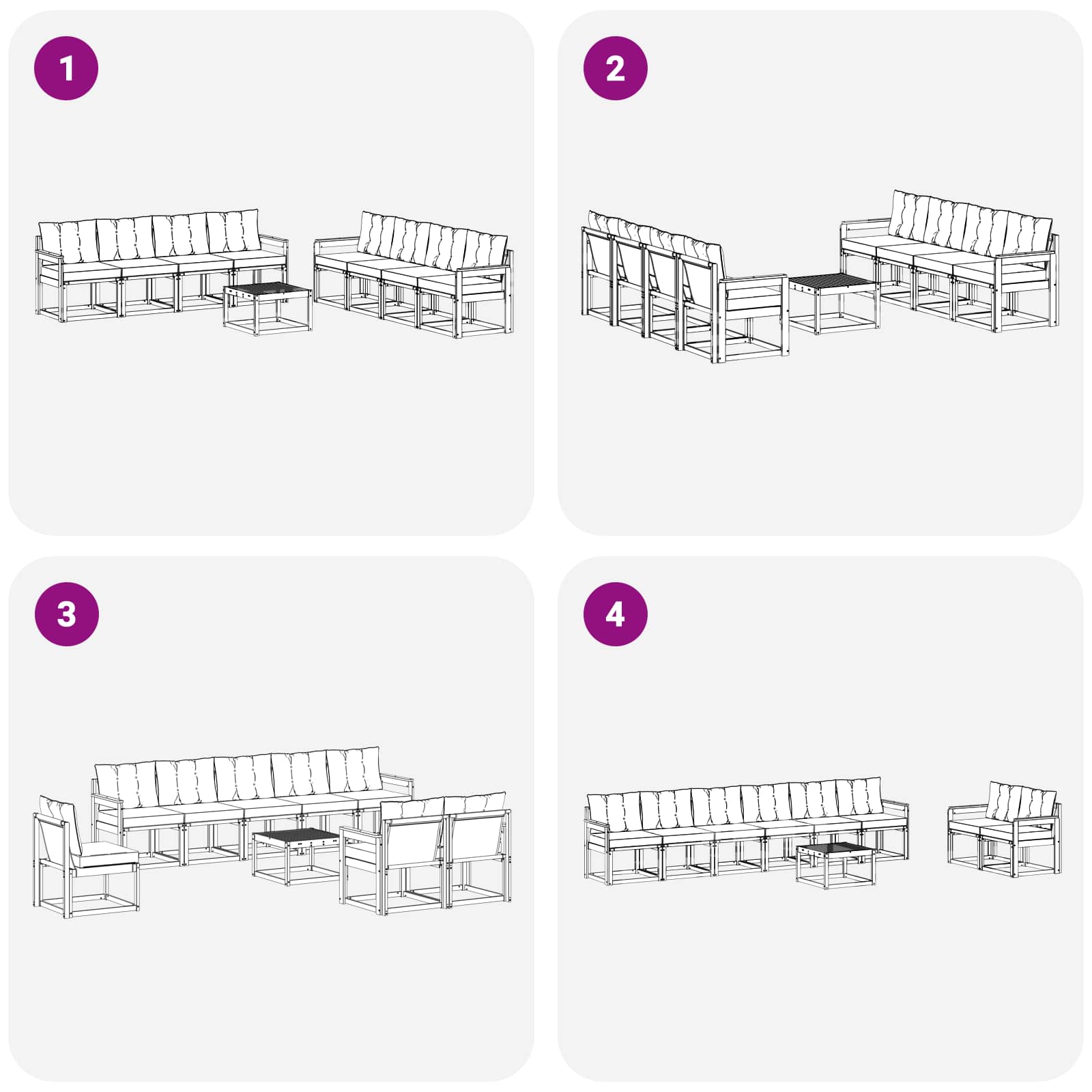 Set di divani da esterno con cuscino 9 pcs Naturale e Beige 3368516