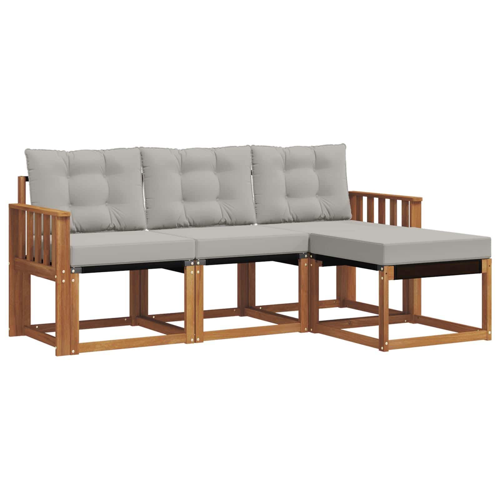 Set di divani da esterno 4 pcs Grigio Naturale e Chiaro 3368542