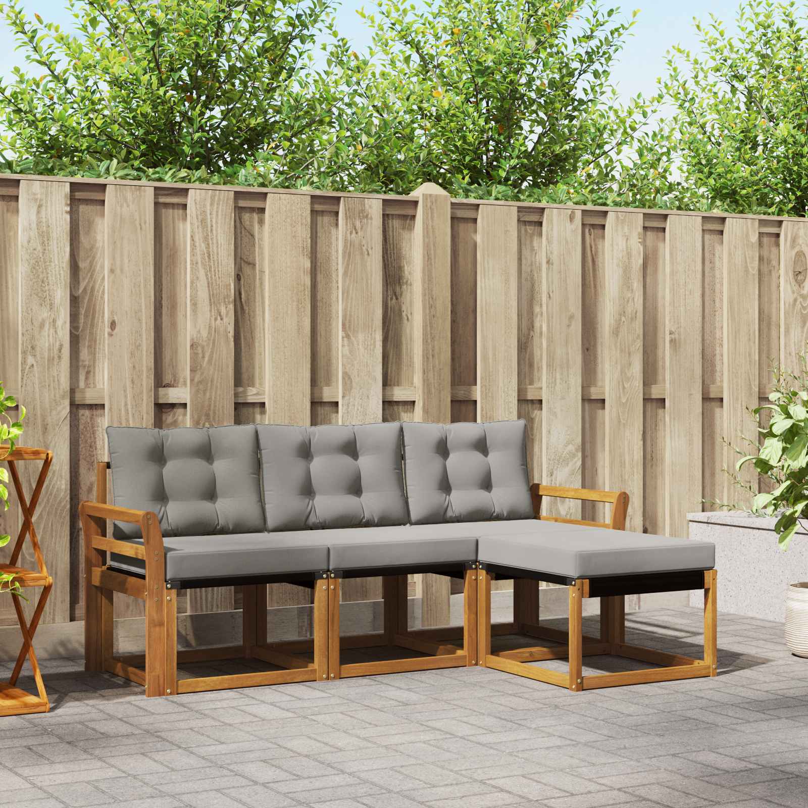 Set di divani da esterno 4 pcs Grigio Naturale e Chiaro 3368546