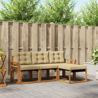 Set di divani da esterno con cuscino 4 pcs Naturale e Beige 3368548