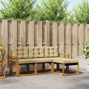Set di divani da esterno con cuscino 4 pcs Naturale e Beige 3368548