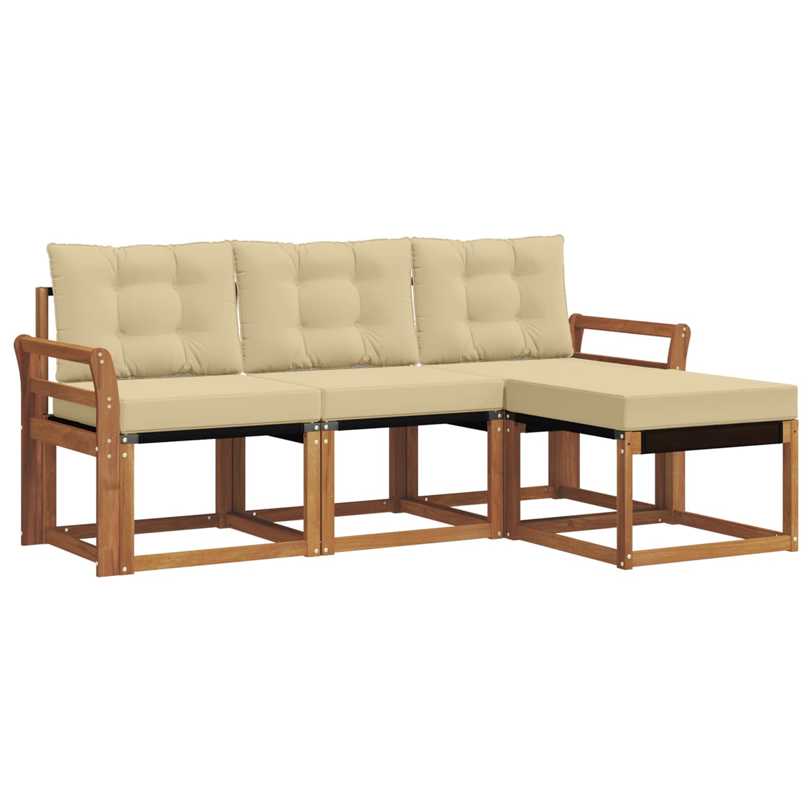 Set di divani da esterno con cuscino 4 pcs Naturale e Beige 3368548