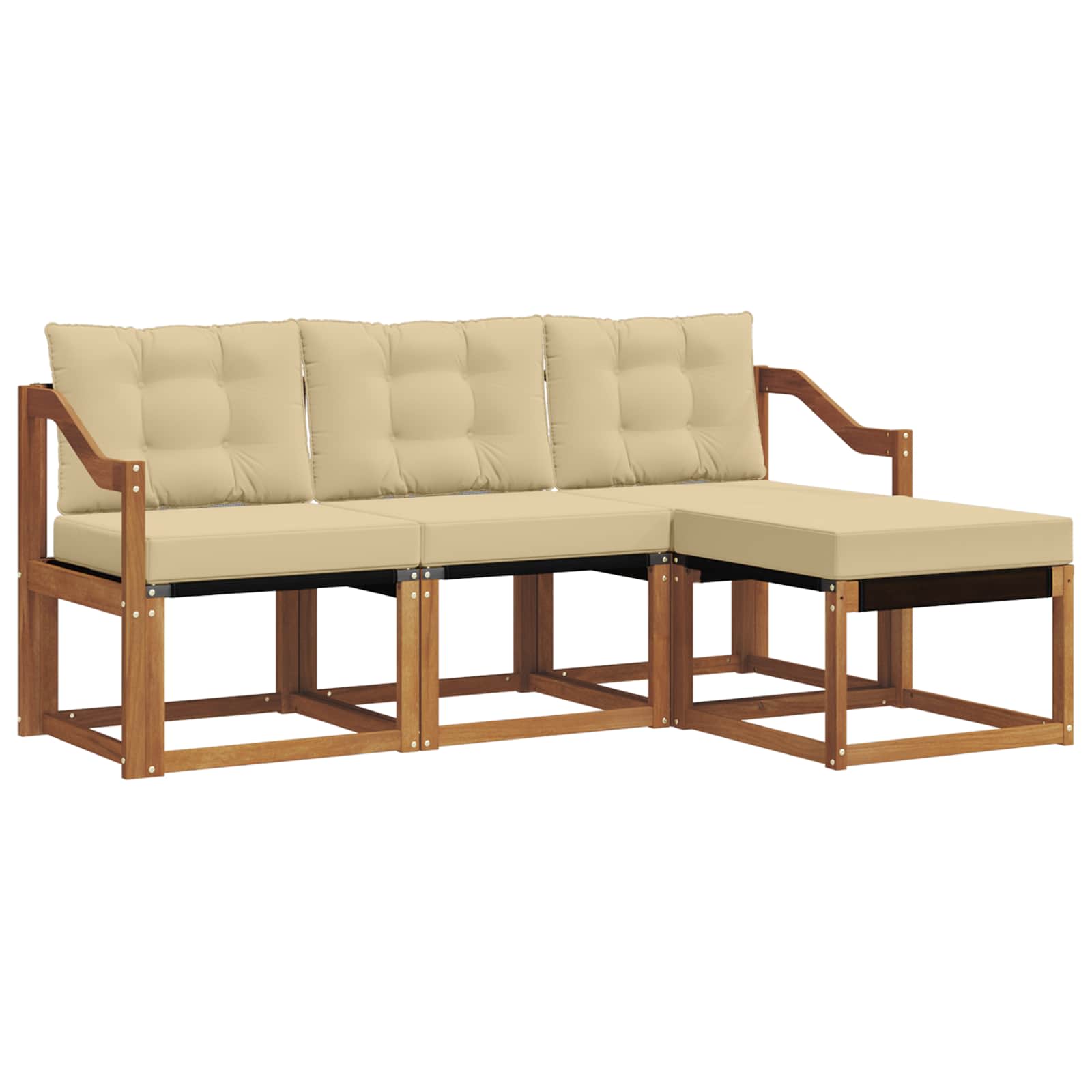 Set di divani da esterno con cuscino 4 pcs Naturale e Beige 3368556