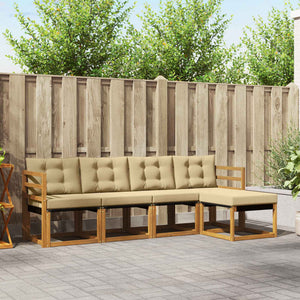 Set di divani da esterno con cuscino 5 pcs Naturale e Beige 3368560