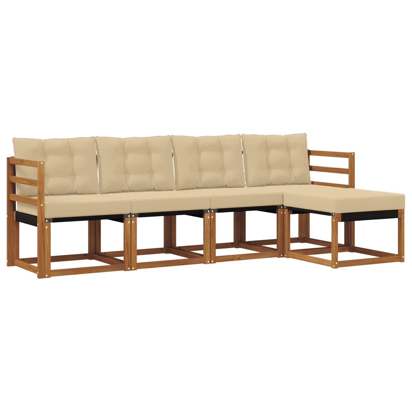 Set di divani da esterno con cuscino 5 pcs Naturale e Beige 3368560