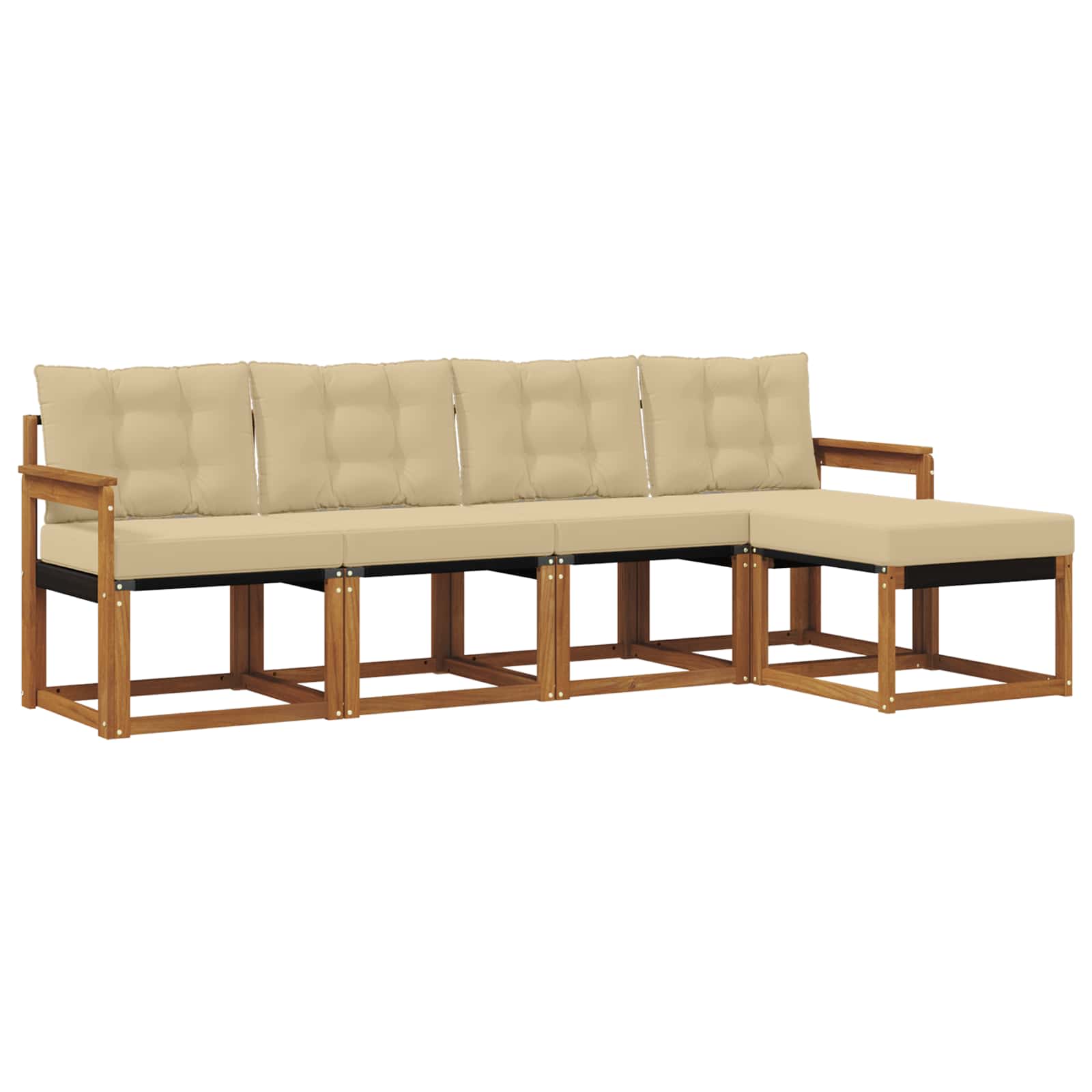 Set di divani da esterno con cuscino 5 pcs Naturale e Beige 3368564