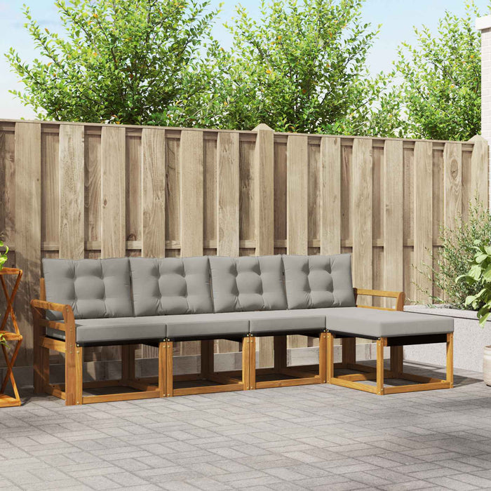 Set di divani da esterno 5 pcs Grigio Naturale e Chiaro 3368570