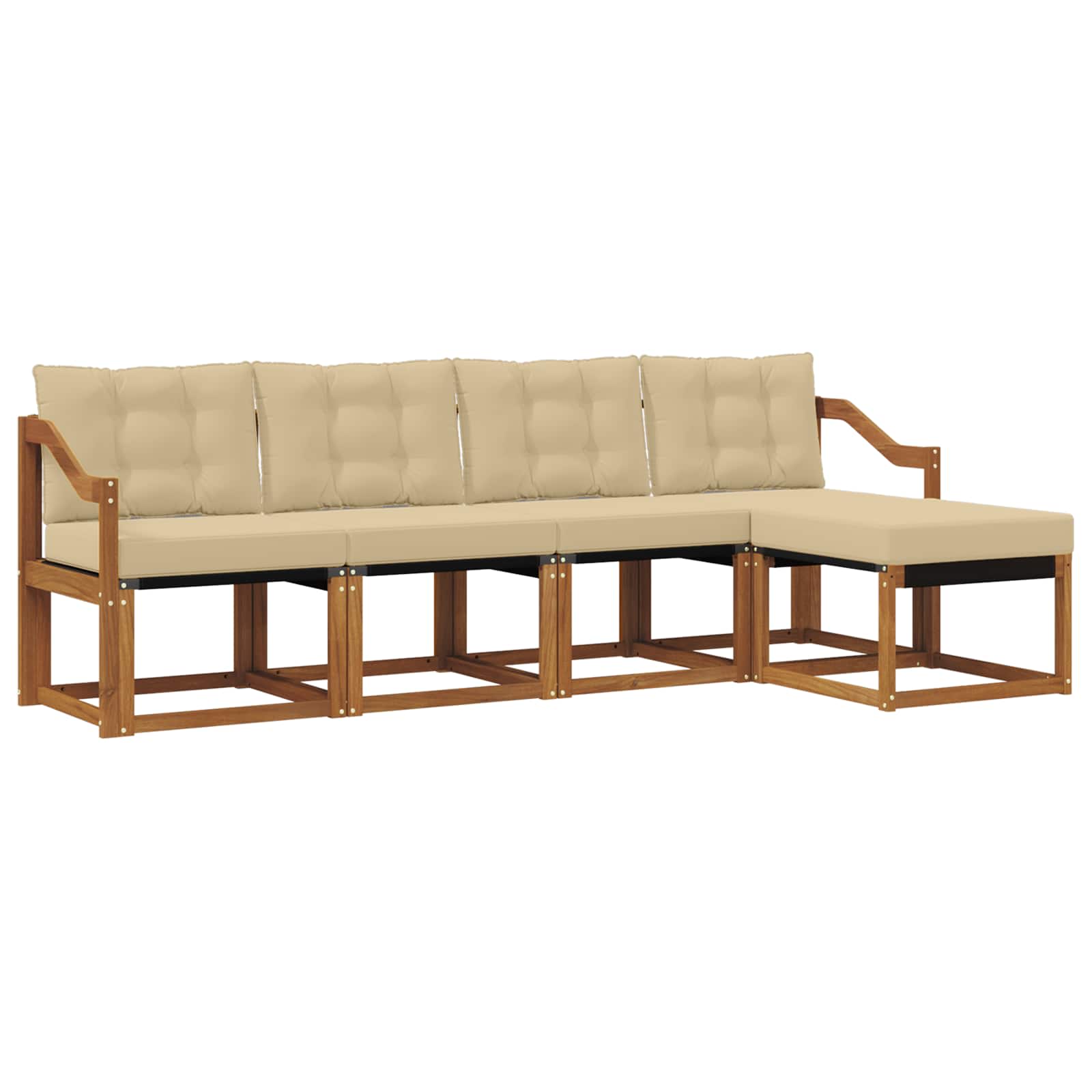 Set di divani da esterno con cuscino 5 pcs Naturale e Beige 3368580