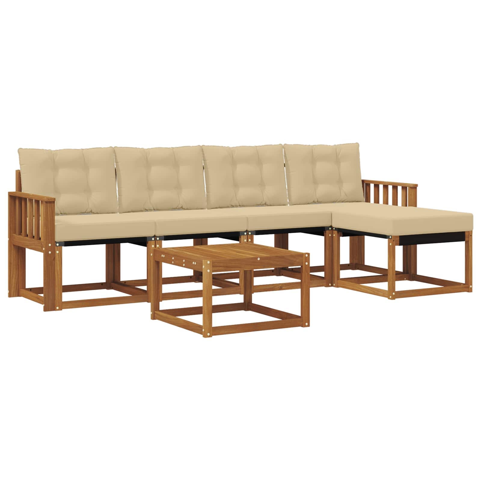 Set di divani da esterno con cuscino 6 pcs Naturale e Beige 3368592