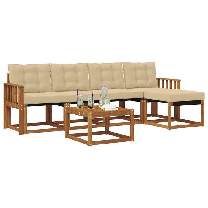 Set di divani da esterno con cuscino 6 pcs Naturale e Beige 3368592