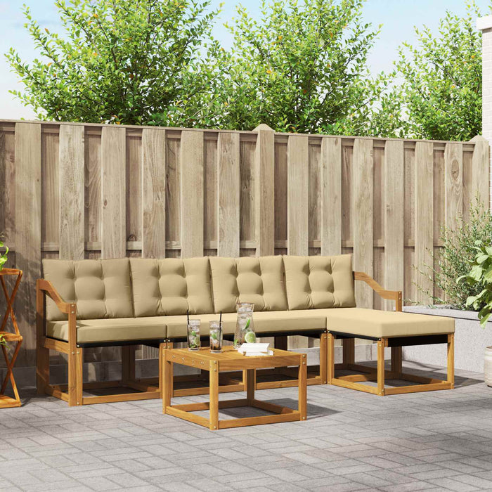 Set di divani da esterno con cuscino 6 pcs Naturale e Beige 3368604