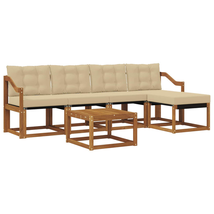 Set di divani da esterno con cuscino 6 pcs Naturale e Beige 3368604
