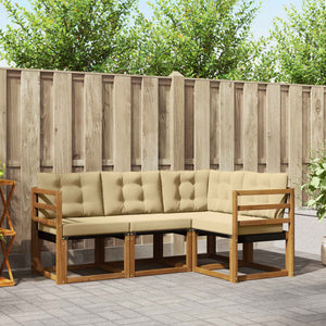 Set di divani da esterno con cuscino 4 pcs Naturale e Beige 3368608