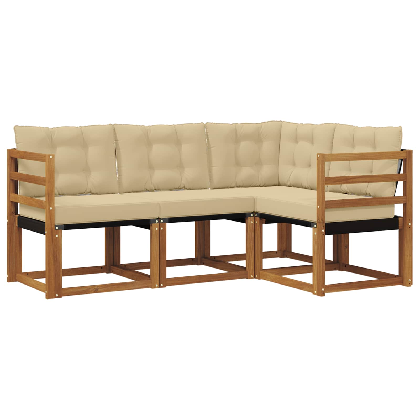 Set di divani da esterno con cuscino 4 pcs Naturale e Beige 3368608