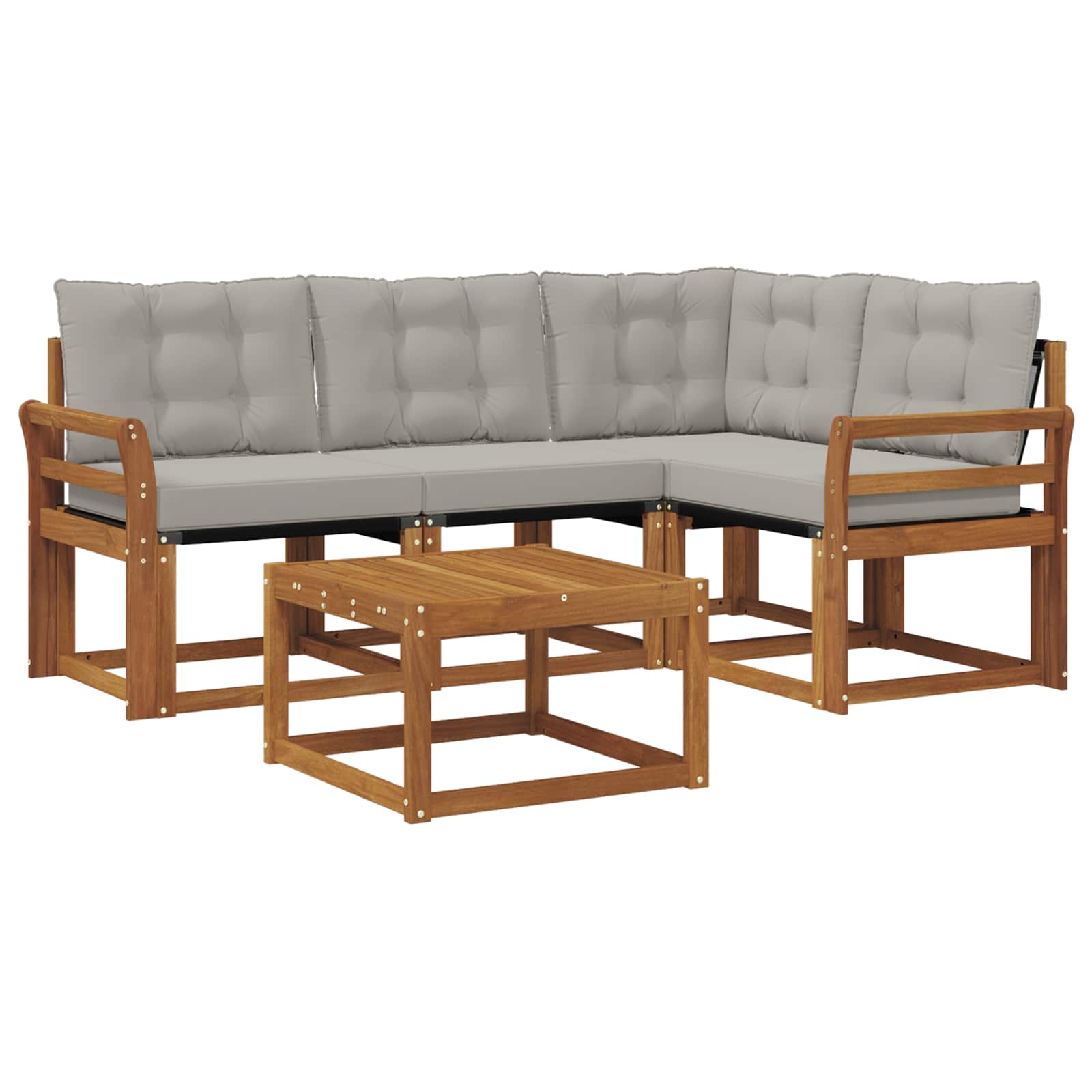 Set di divani da esterno 5 pcs Grigio Naturale e Chiaro 3368642