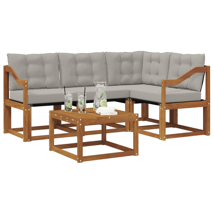 Set di divani da esterno 5 pcs Grigio Naturale e Chiaro 3368650