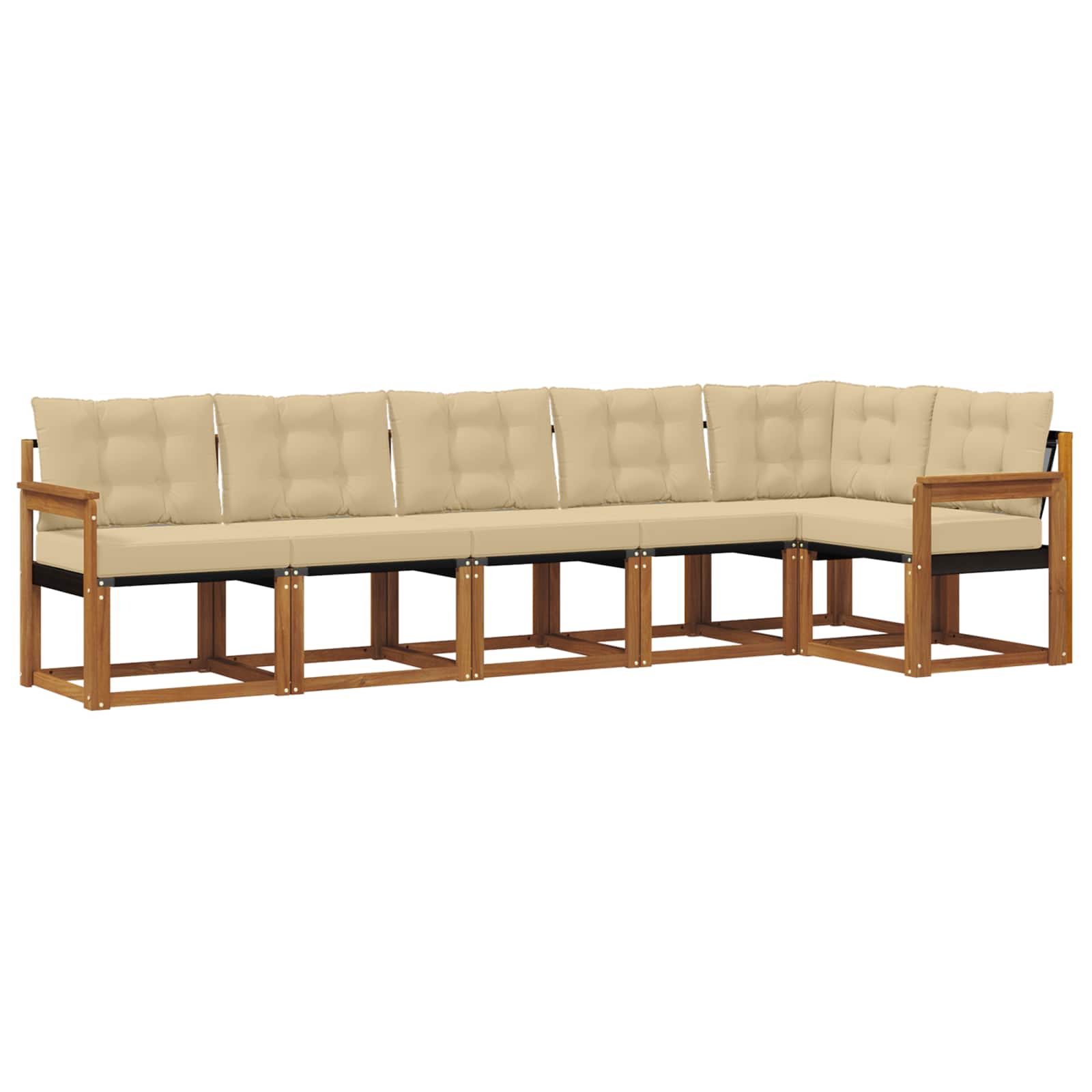 Set di divani da esterno con cuscino 6 pcs Naturale e Beige 3368708