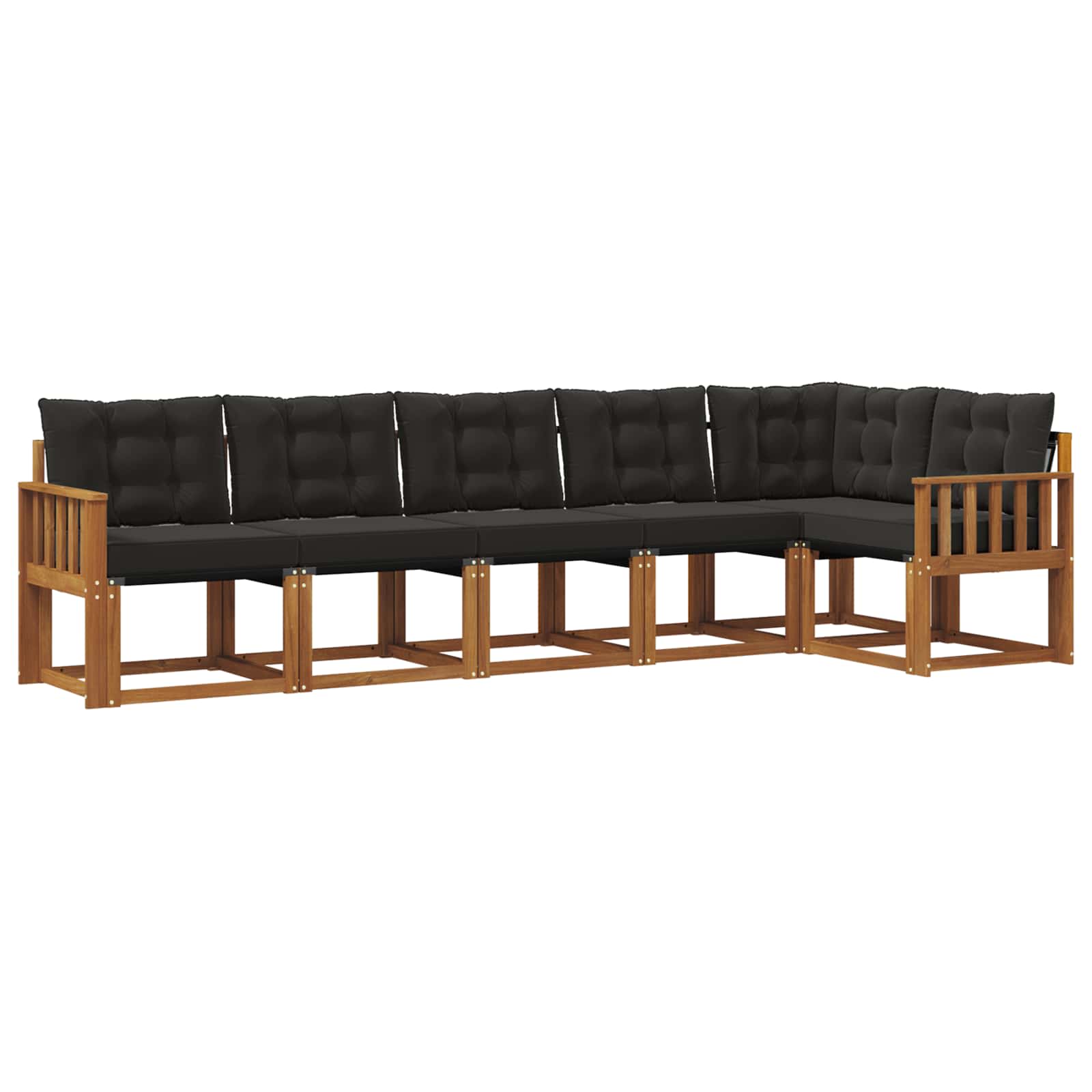 Set di divani da esterno con cuscino 6 pcs Naturale e Nero 3368711