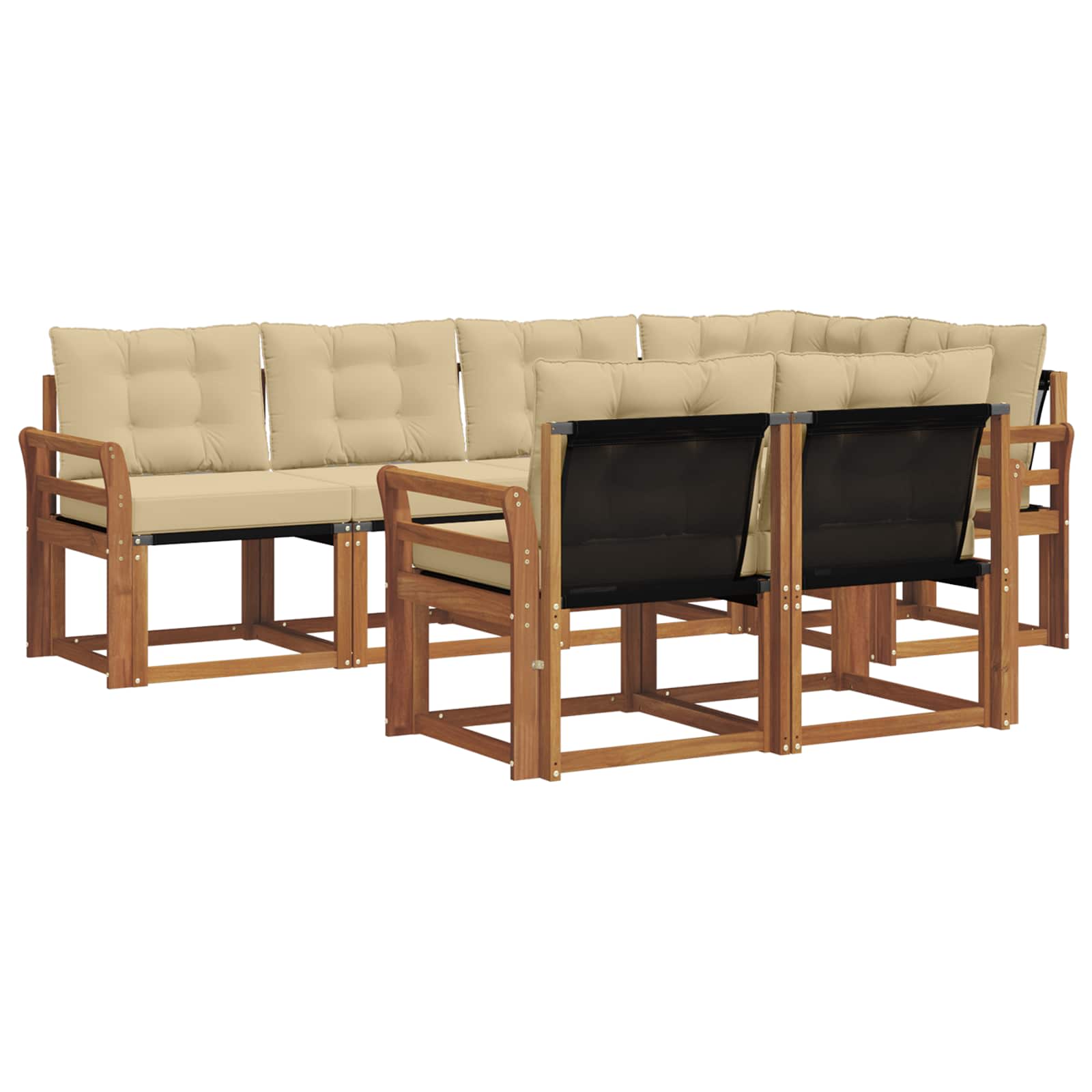 Set di divani da esterno con cuscino 7 pcs Naturale e Beige 3368764