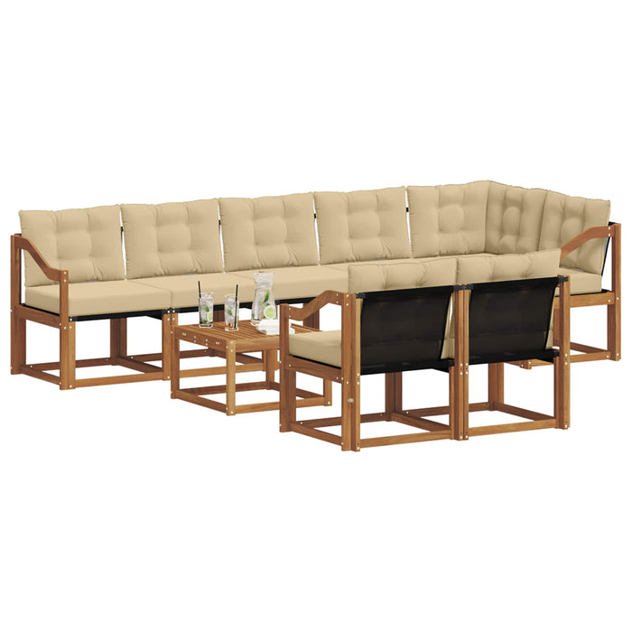 Set di divani da esterno con cuscino 9 pcs Naturale e Beige 3368820