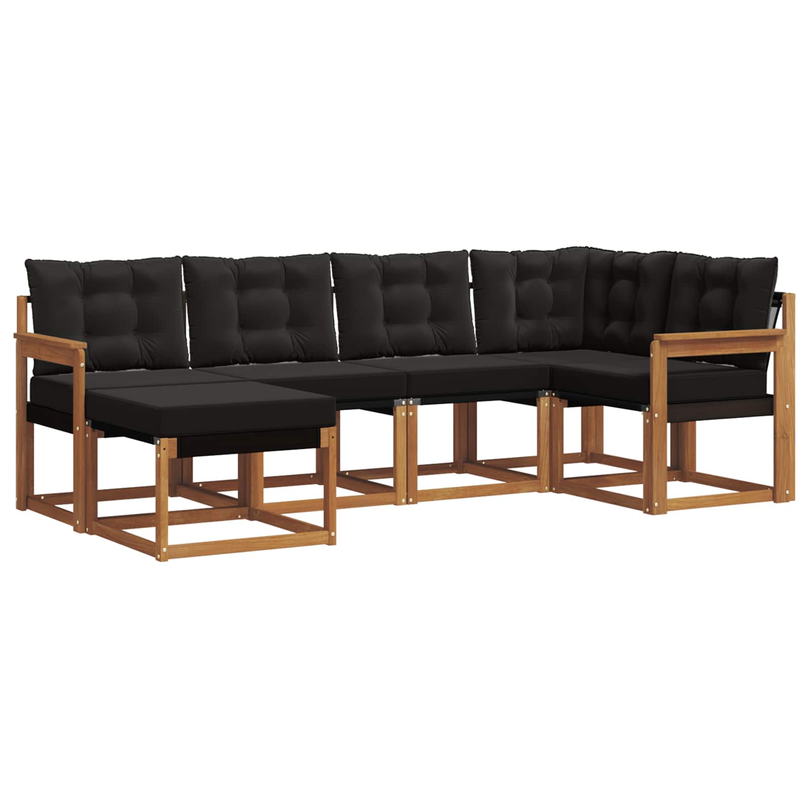 Set di divani da esterno con cuscino 6 pcs Naturale e Nero 3368827