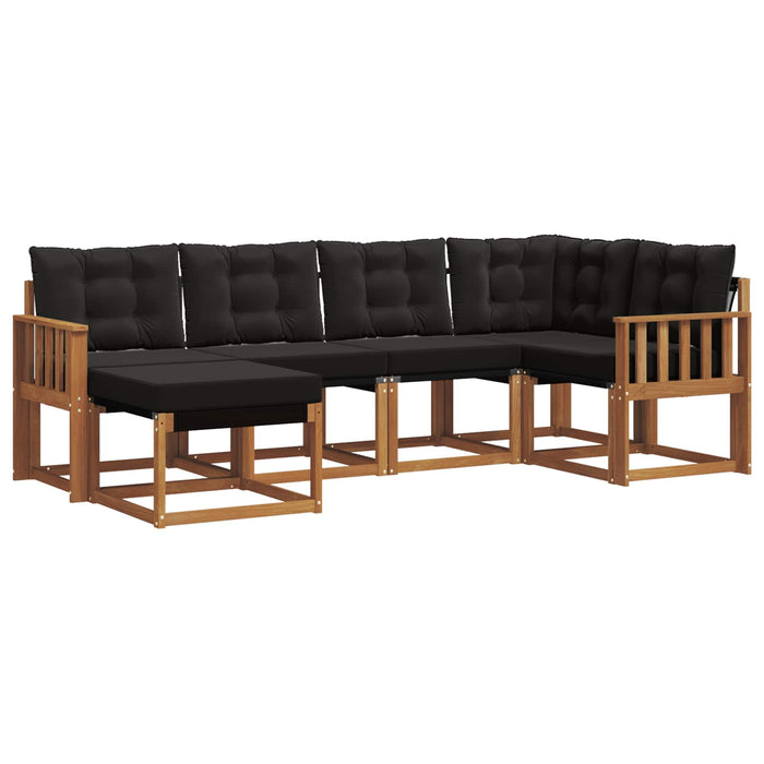 Set di divani da esterno con cuscino 6 pcs Naturale e Nero 3368831