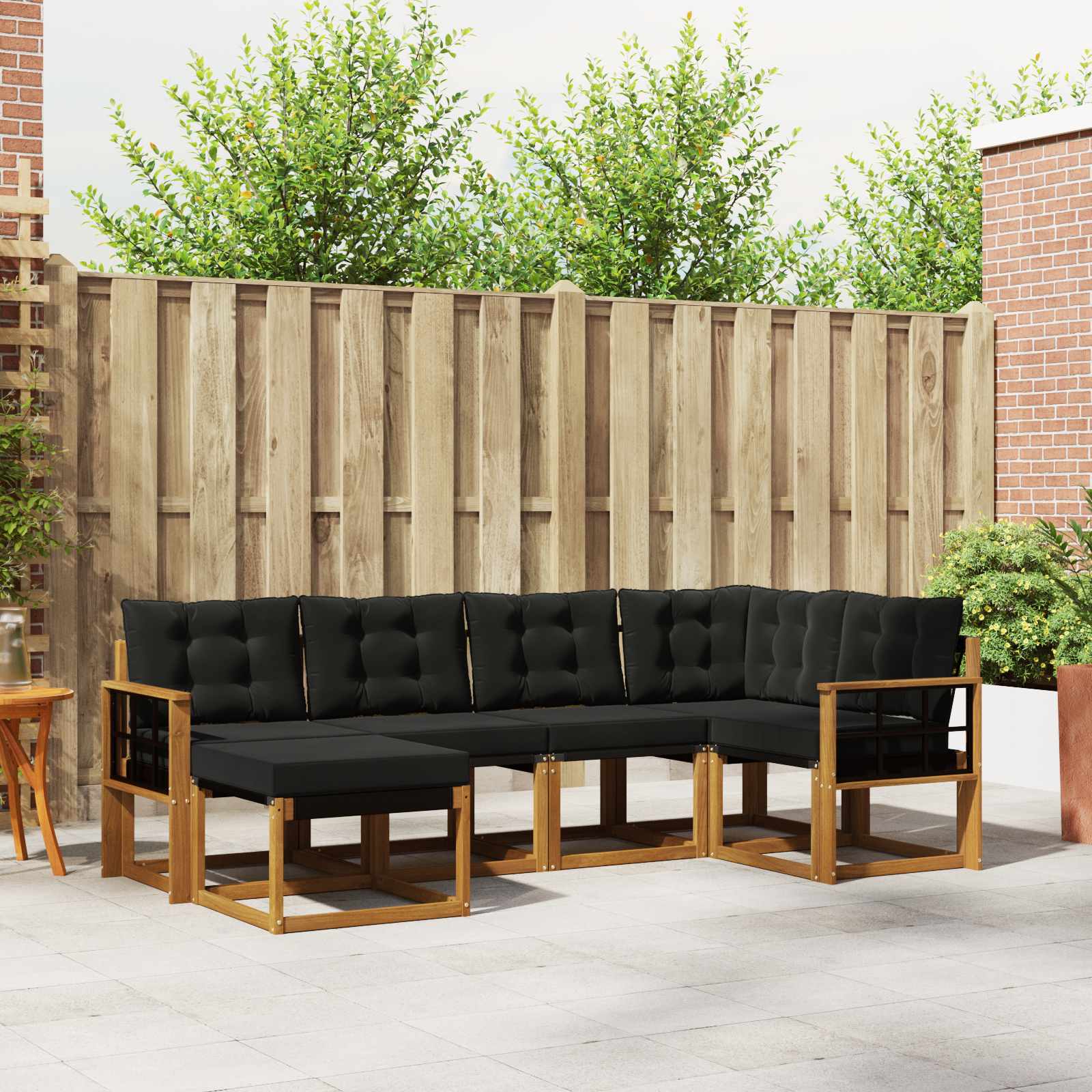 Set di divani da esterno con cuscino 6 pcs Naturale e Nero 3368839