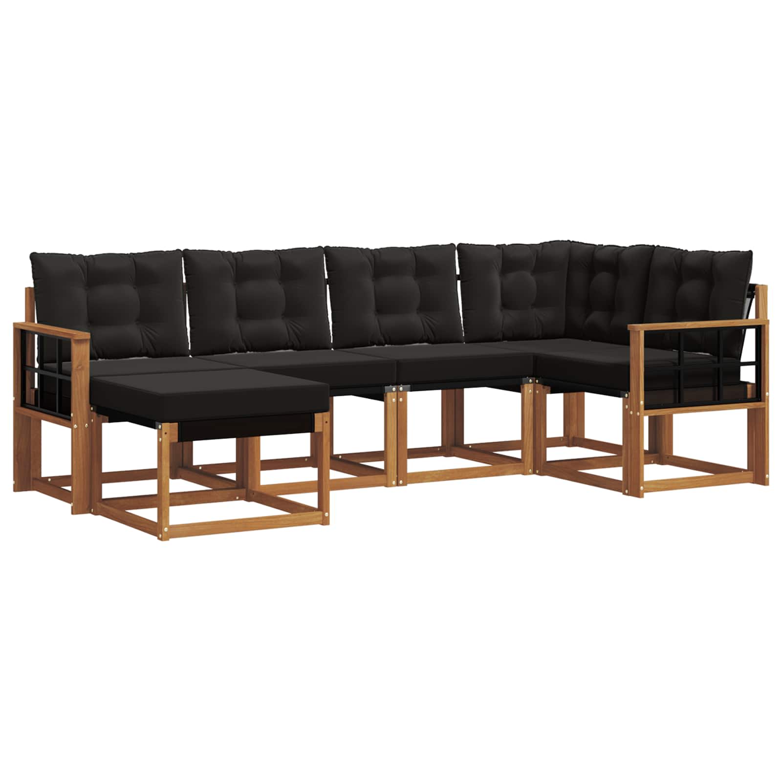 Set di divani da esterno con cuscino 6 pcs Naturale e Nero 3368839