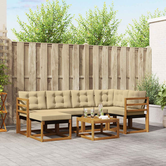 Set di divani con cuscino 7 pcs Naturale e Beige 3368848