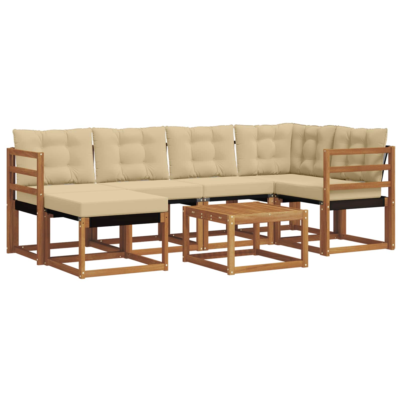 Set di divani con cuscino 7 pcs Naturale e Beige 3368848