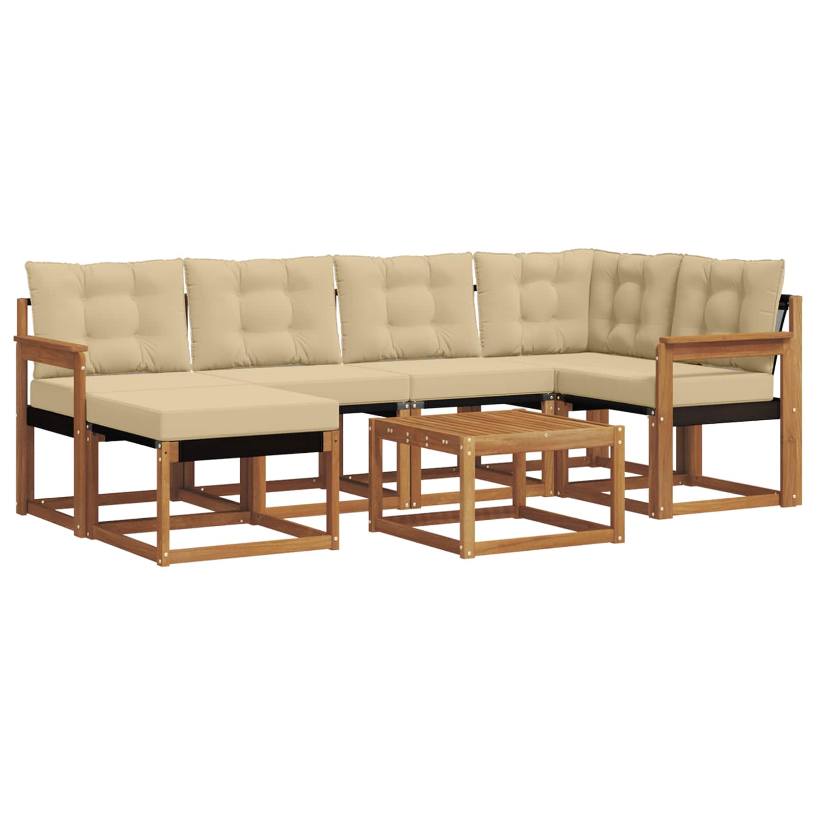 Set di divani con cuscino 7 pcs Naturale e Beige 3368852